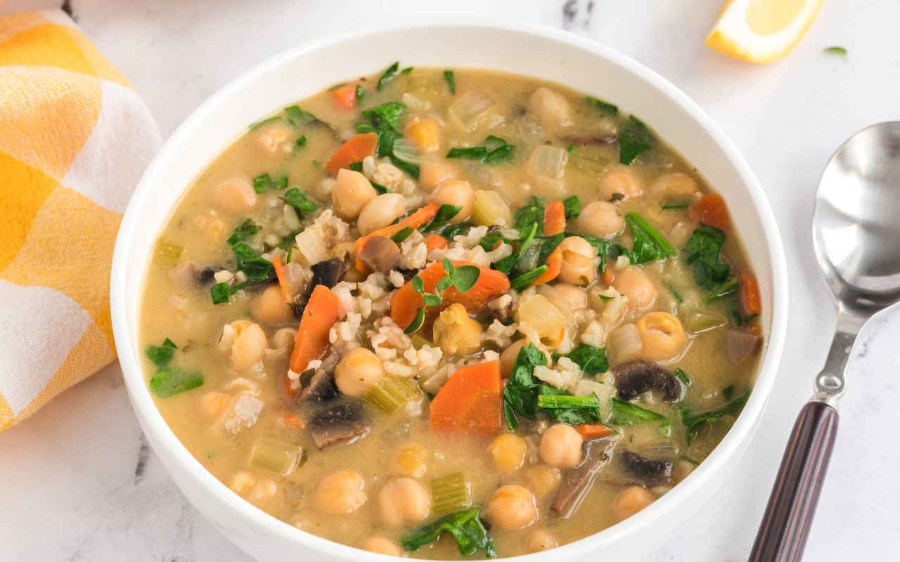 Soothing Chickpea Soup with Fresh Thyme and Oregano